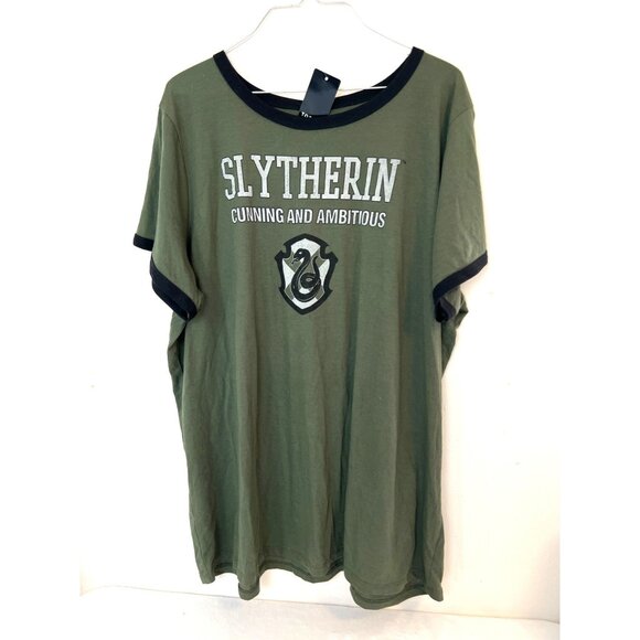 Torrid Harry Potter Slytherin Green Classic Fit Ringer Tee 2 2X NEW - Picture 1 of 6